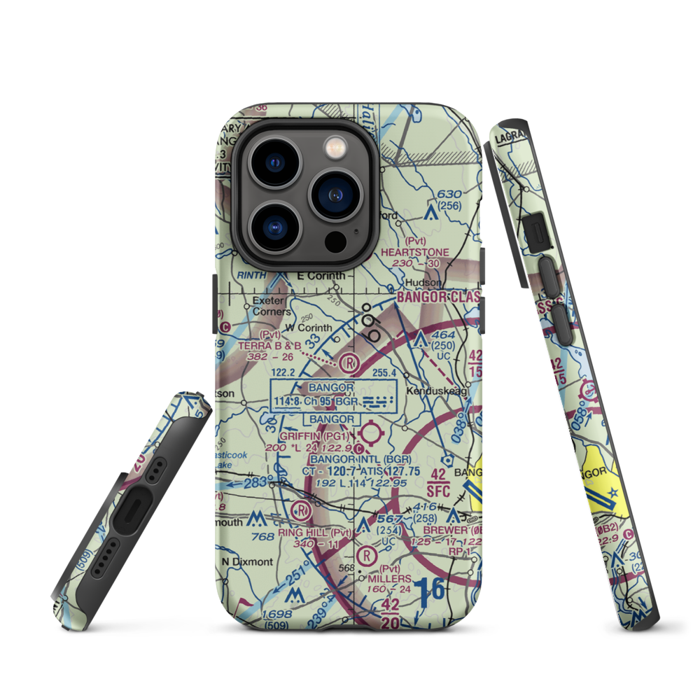 Terra B & B Airport (ME35) VFR Sectional  Tough iPhone Case iPhone 14 Pro model shown