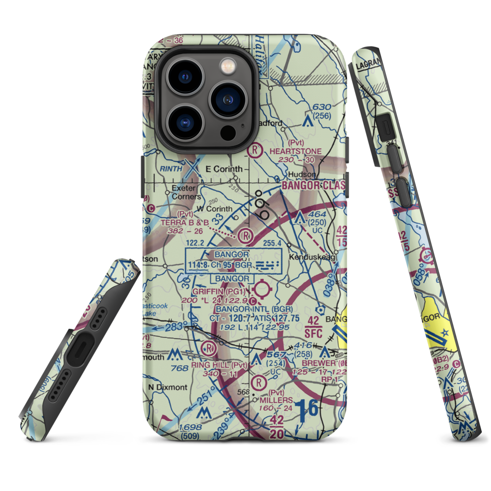 Terra B & B Airport (ME35) VFR Sectional  Tough iPhone Case iPhone 14 Pro Max model shown