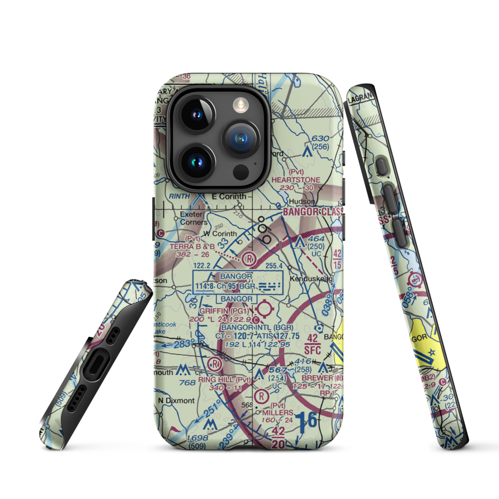 Terra B & B Airport (ME35) VFR Sectional  Tough iPhone Case iPhone 15 Pro model shown