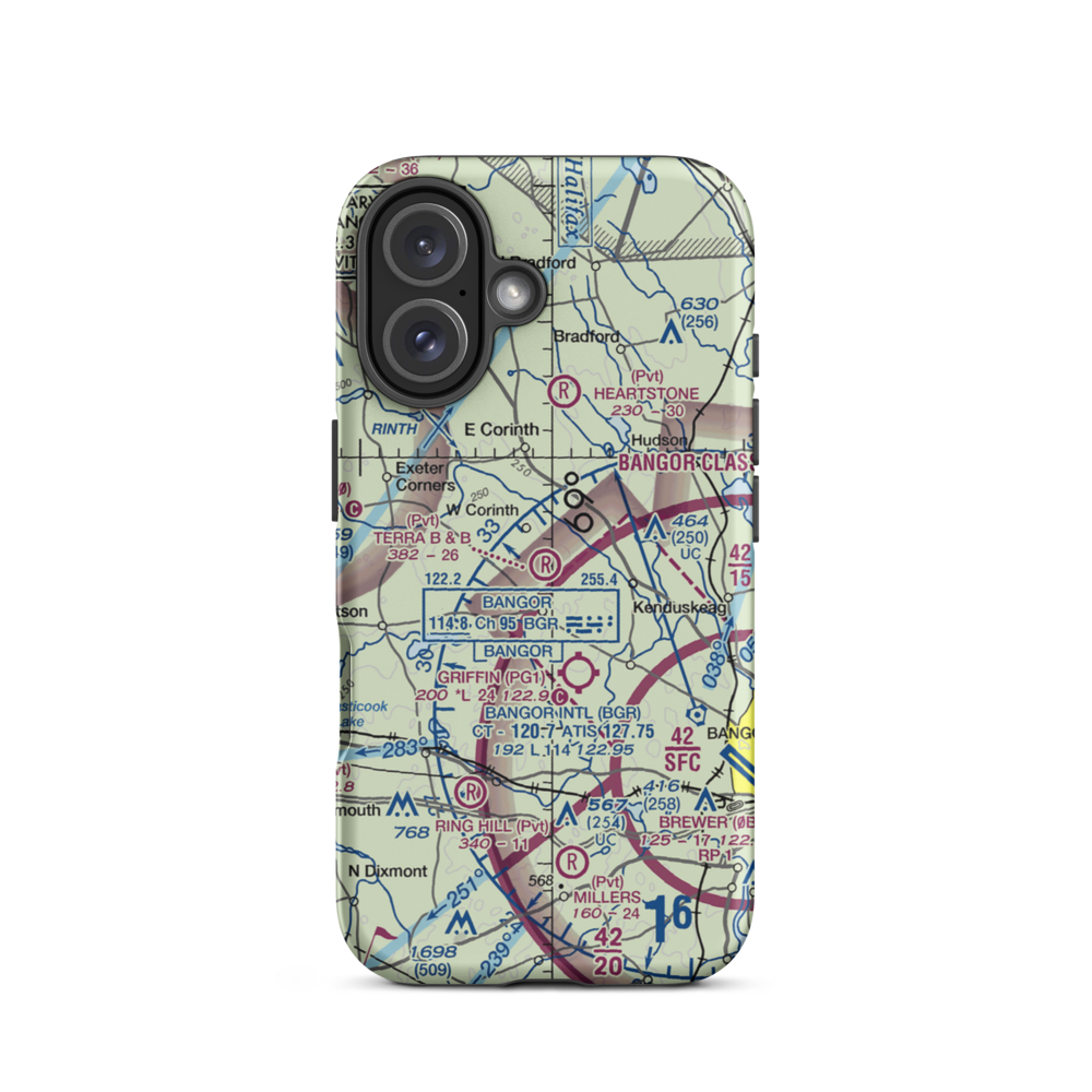 Terra B & B Airport (ME35) VFR Sectional  Tough iPhone Case iPhone 16 model shown
