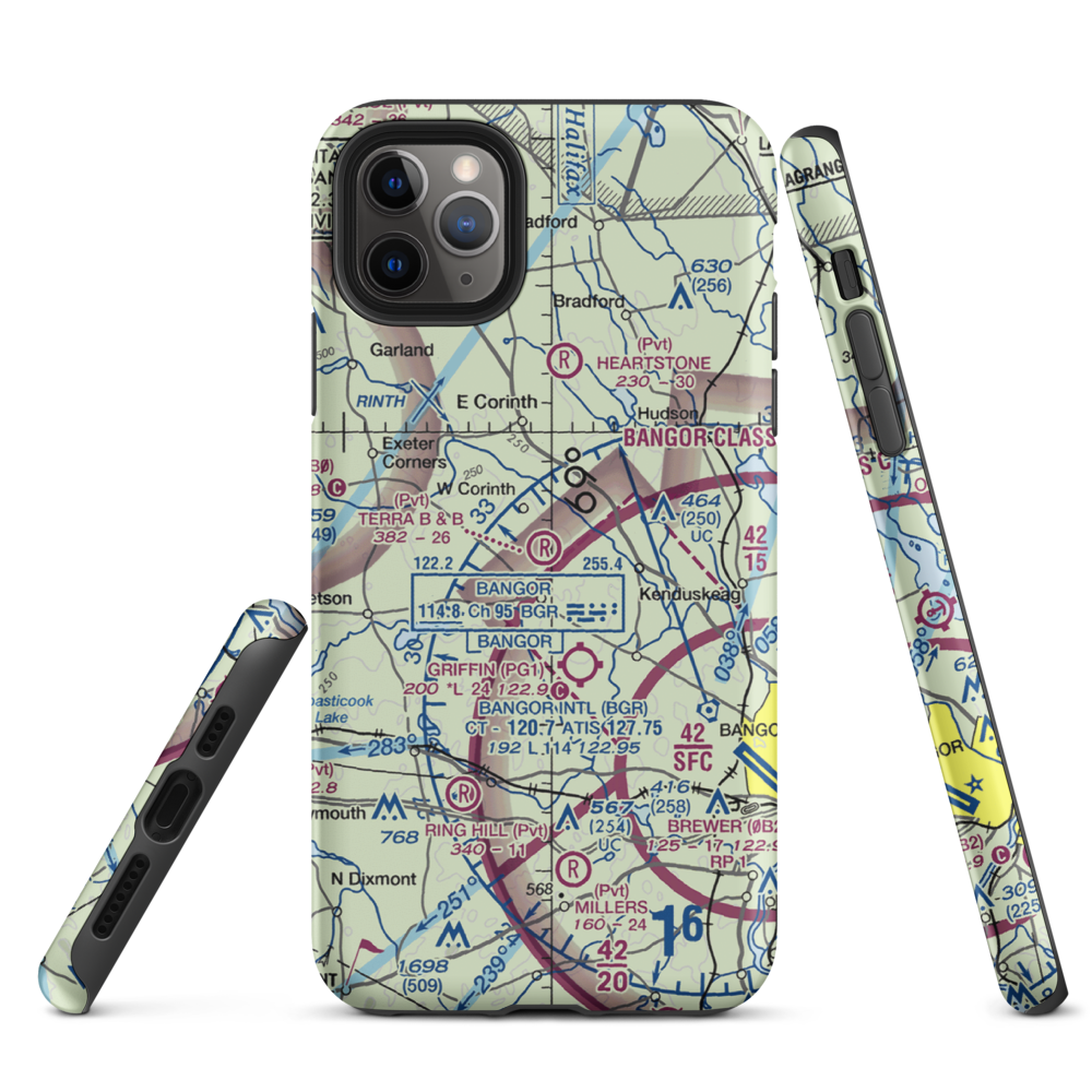 Terra B & B Airport (ME35) VFR Sectional  Tough iPhone Case iPhone 11 Pro Max model shown