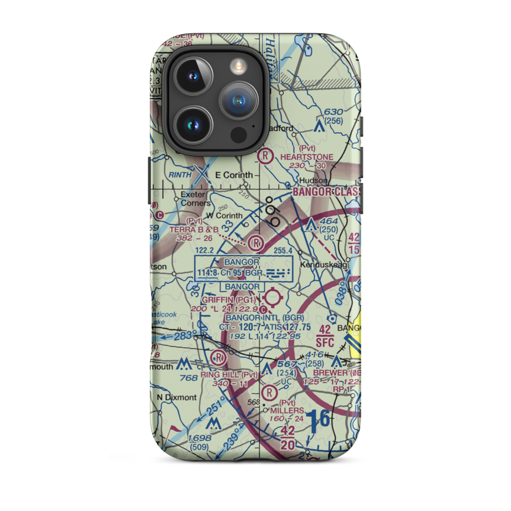 Terra B & B Airport (ME35) VFR Sectional  Tough iPhone Case iPhone 16 Pro Max model shown