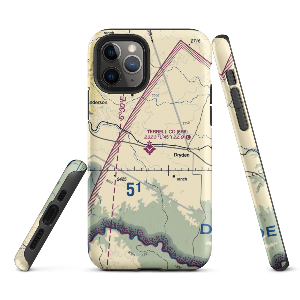 Terrell County Airport (6R6) VFR Sectional  Tough iPhone Case iPhone 11 Pro model shown