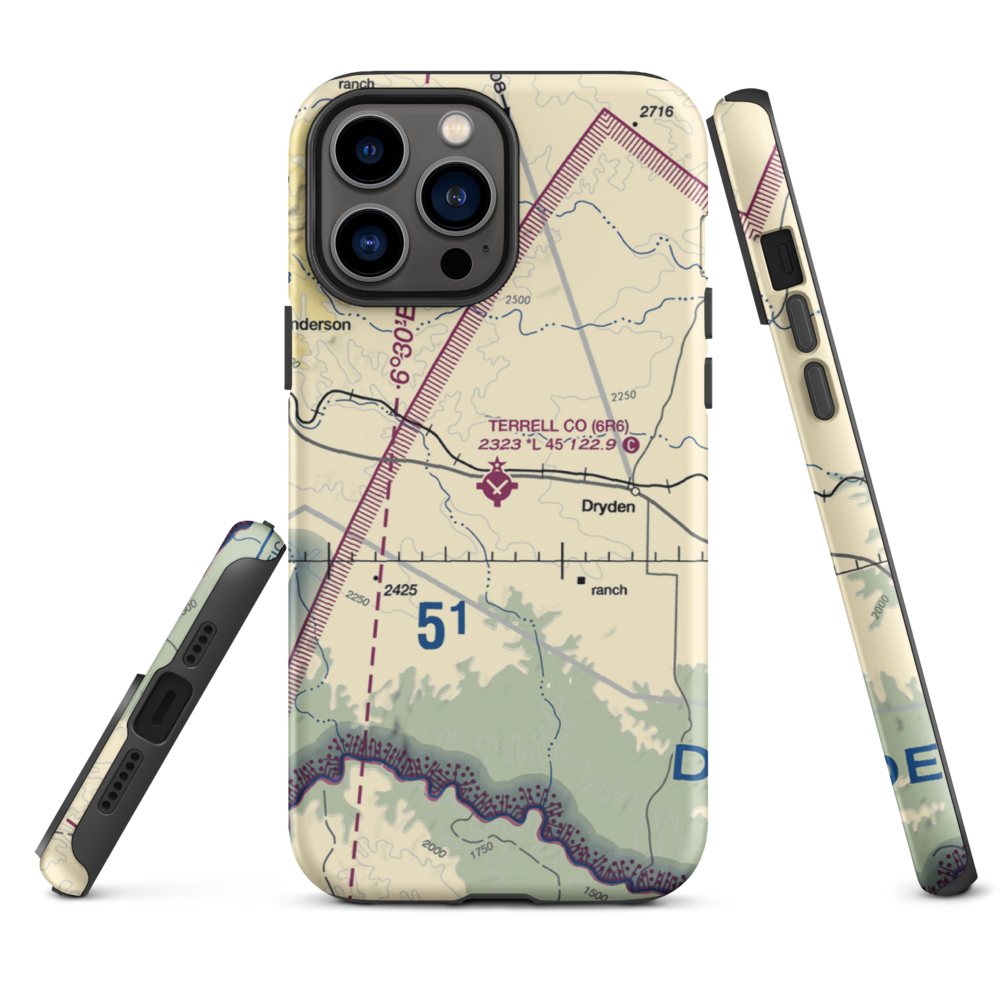 Terrell County Airport (6R6) VFR Sectional  Tough iPhone Case iPhone 13 Pro Max model shown