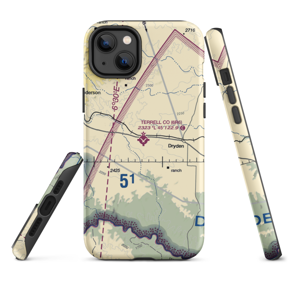 Terrell County Airport (6R6) VFR Sectional  Tough iPhone Case iPhone 14 Plus model shown