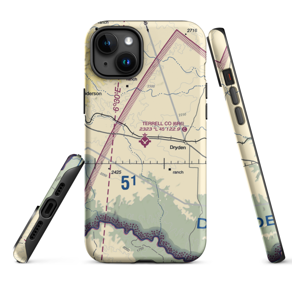 Terrell County Airport (6R6) VFR Sectional  Tough iPhone Case iPhone 15 Plus model shown