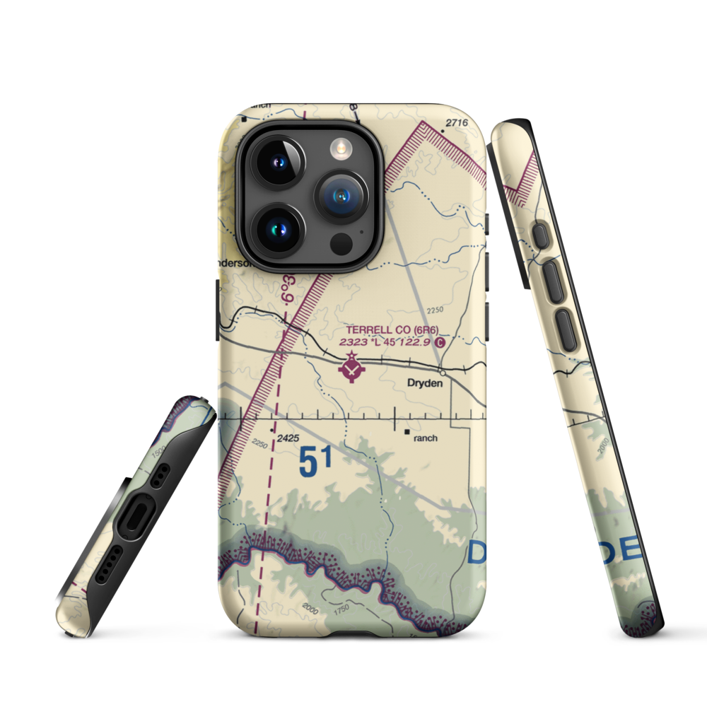 Terrell County Airport (6R6) VFR Sectional  Tough iPhone Case iPhone 15 Pro model shown