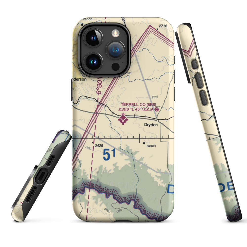Terrell County Airport (6R6) VFR Sectional  Tough iPhone Case iPhone 15 Pro Max model shown