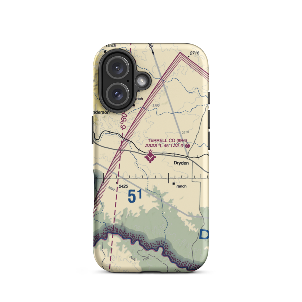 Terrell County Airport (6R6) VFR Sectional  Tough iPhone Case iPhone 16 model shown