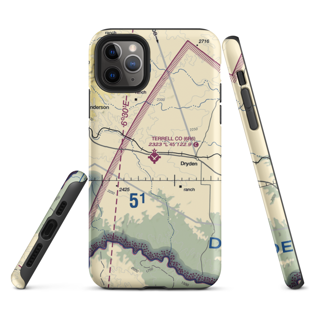 Terrell County Airport (6R6) VFR Sectional  Tough iPhone Case iPhone 11 Pro Max model shown