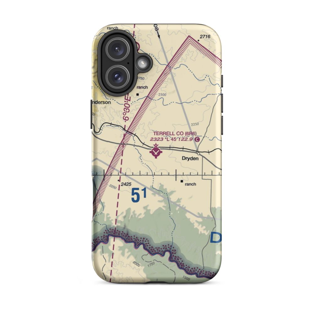 Terrell County Airport (6R6) VFR Sectional  Tough iPhone Case iPhone 16 Plus model shown