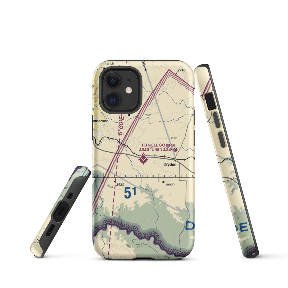 Terrell County Airport (6R6) VFR Sectional  Tough iPhone Case iPhone 12 mini model shown