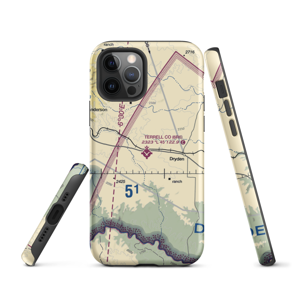 Terrell County Airport (6R6) VFR Sectional  Tough iPhone Case iPhone 12 Pro model shown