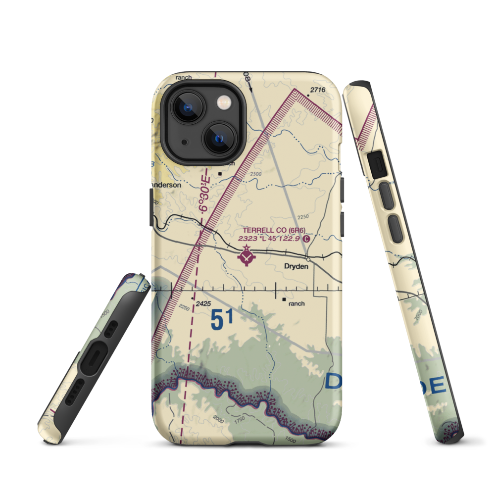 Terrell County Airport (6R6) VFR Sectional  Tough iPhone Case iPhone 13 model shown