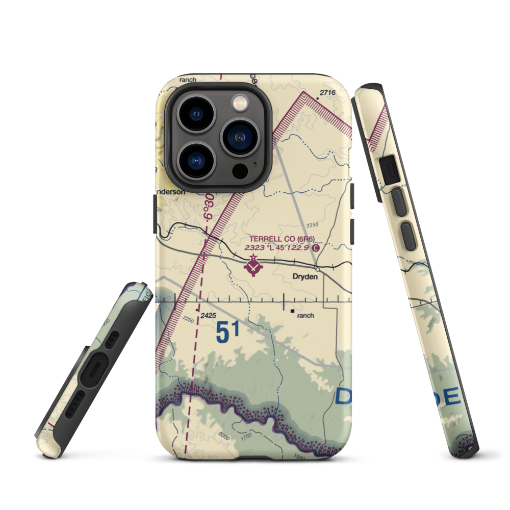 Terrell County Airport (6R6) VFR Sectional  Tough iPhone Case iPhone 13 Pro model shown