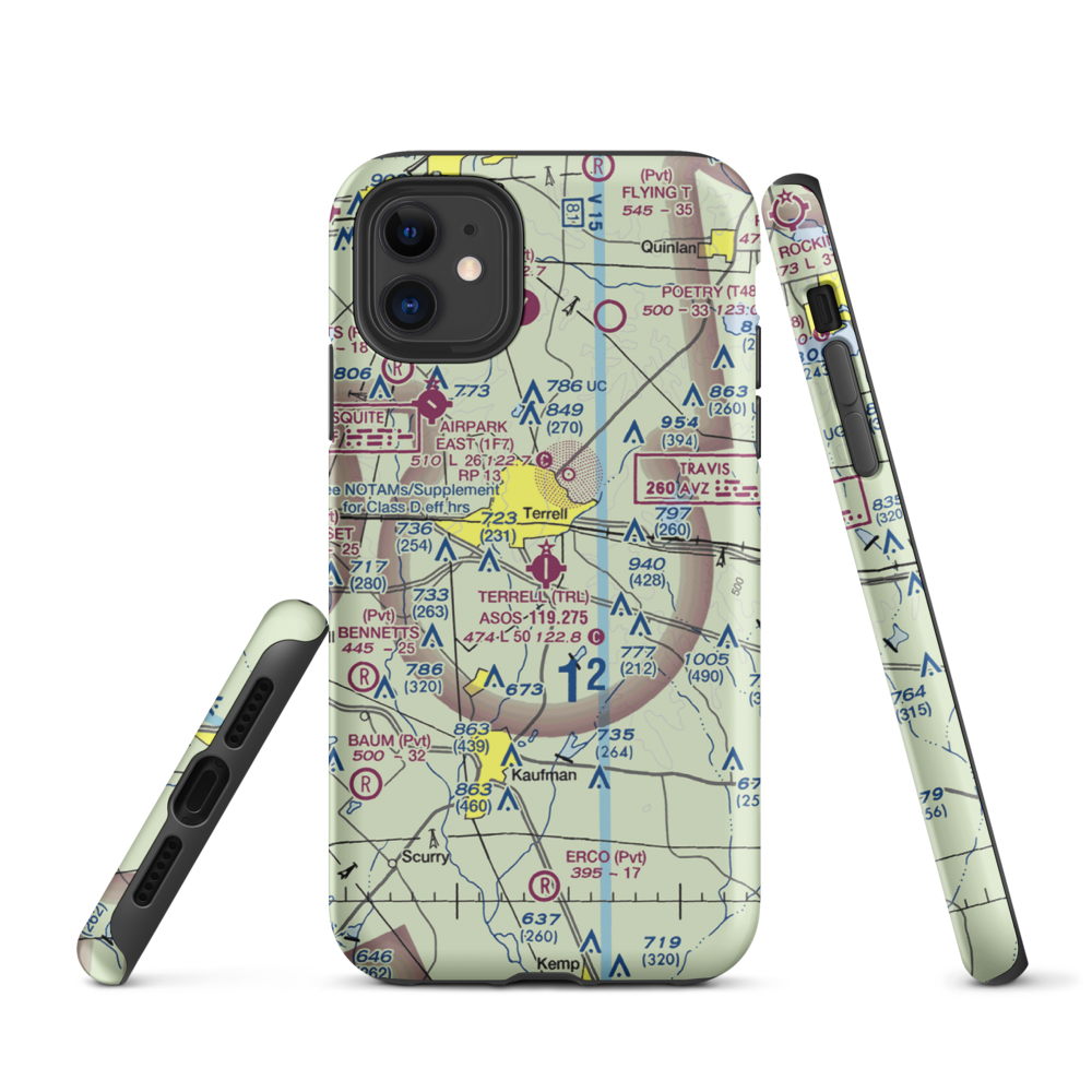 Terrell Municipal Airport (TRL) VFR Sectional  Tough iPhone Case iPhone 11 model shown