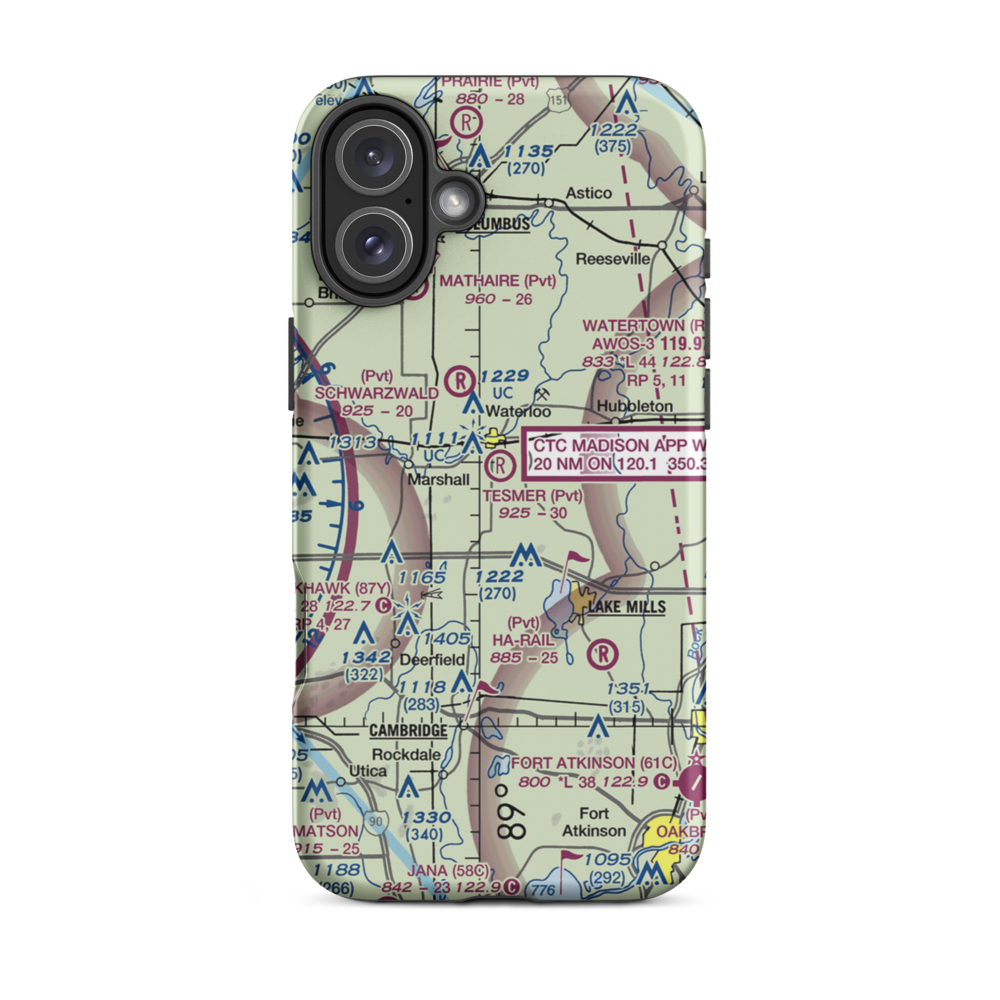 Tesmer Airport (3WI2) VFR Sectional  Tough iPhone Case iPhone 16 Plus model shown