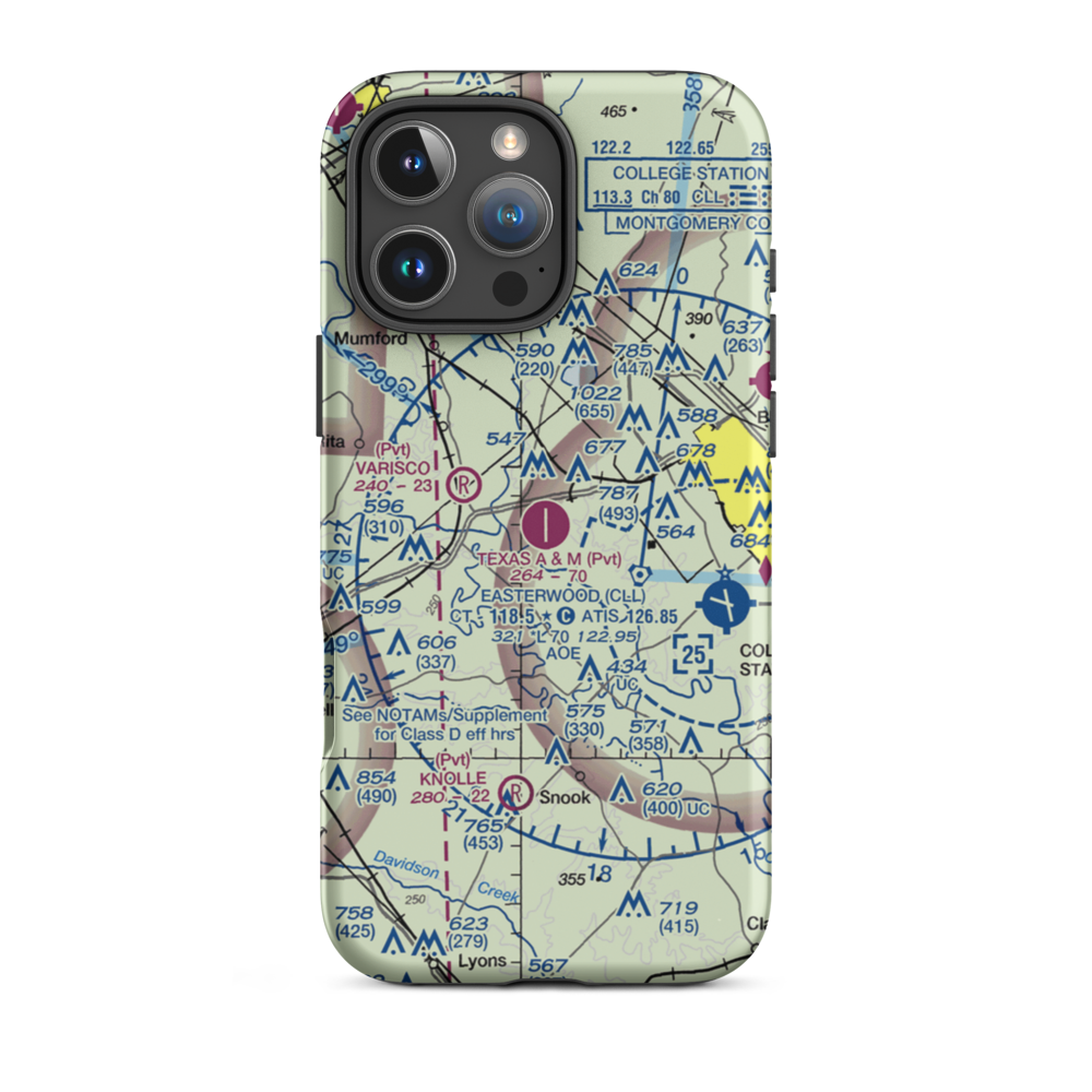 Texas A And M Flight Test Station Airport (83TX) VFR Sectional  Tough iPhone Case iPhone 16 Pro Max model shown