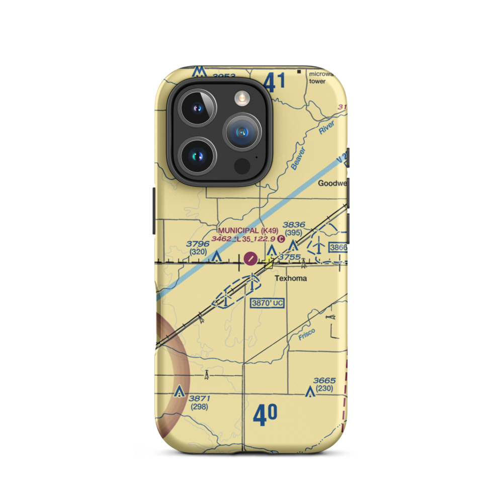Texhoma Municipal Airport (K49) VFR Sectional  Tough iPhone Case iPhone 16 Pro model shown