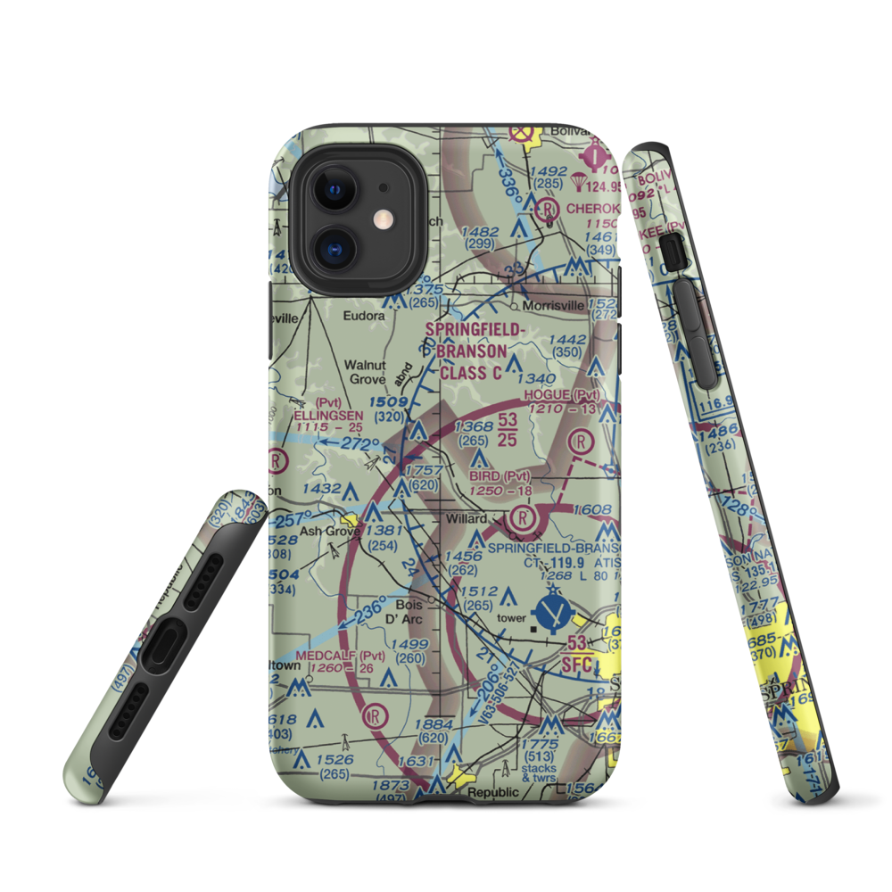 Textor Airport (41MO) VFR Sectional  Tough iPhone Case iPhone 11 model shown