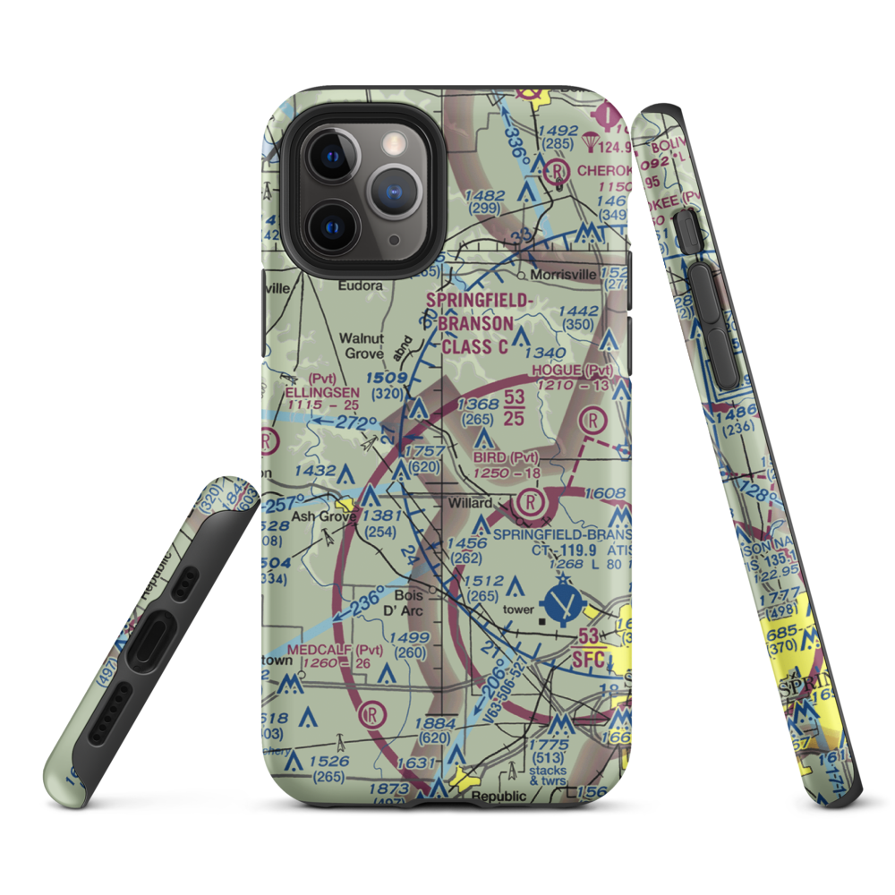 Textor Airport (41MO) VFR Sectional  Tough iPhone Case iPhone 11 Pro model shown