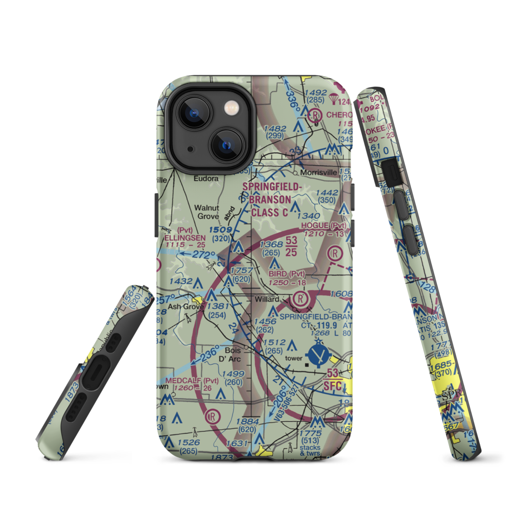 Textor Airport (41MO) VFR Sectional  Tough iPhone Case iPhone 14 model shown