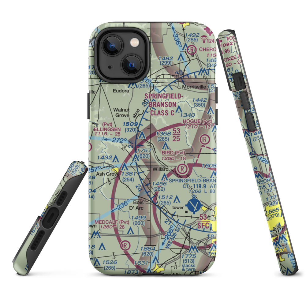 Textor Airport (41MO) VFR Sectional  Tough iPhone Case iPhone 14 Plus model shown