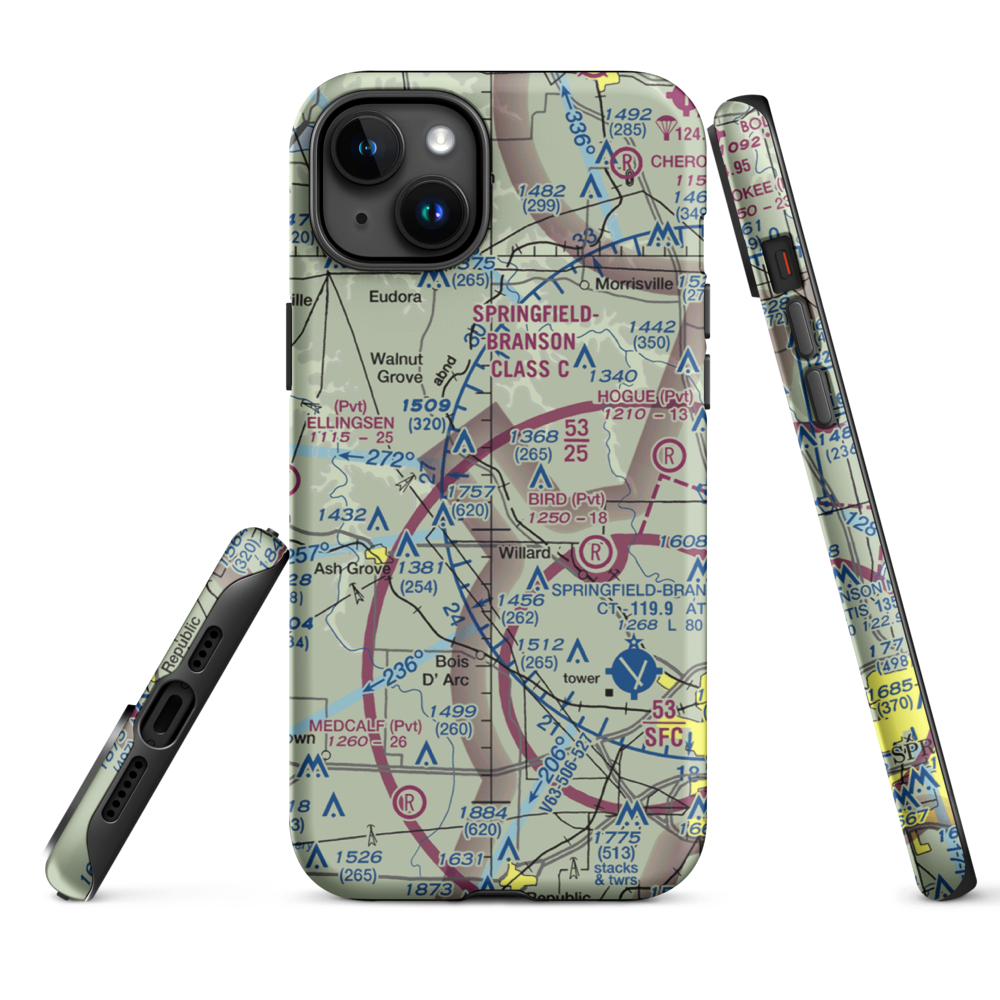 Textor Airport (41MO) VFR Sectional  Tough iPhone Case iPhone 15 Plus model shown