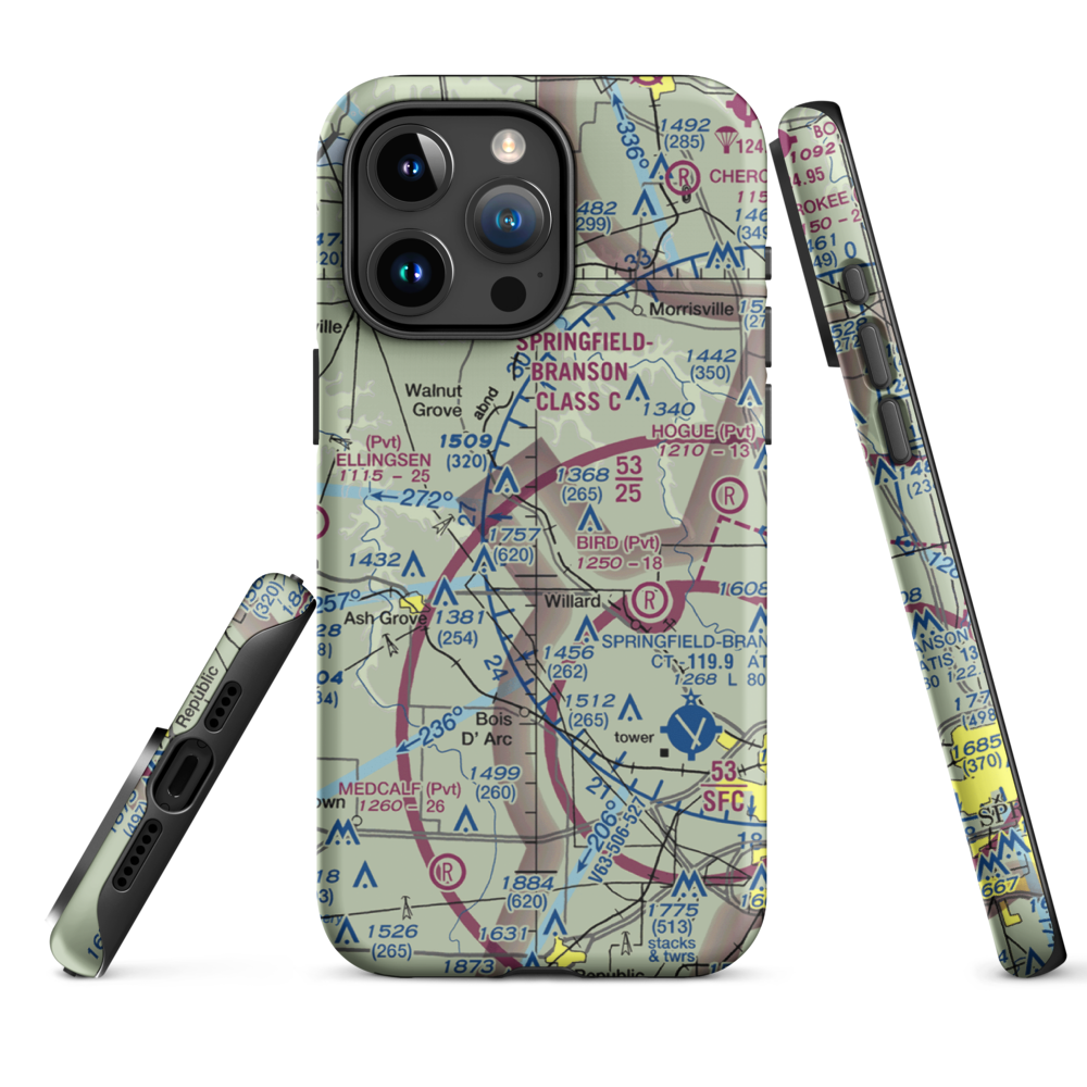 Textor Airport (41MO) VFR Sectional  Tough iPhone Case iPhone 15 Pro Max model shown