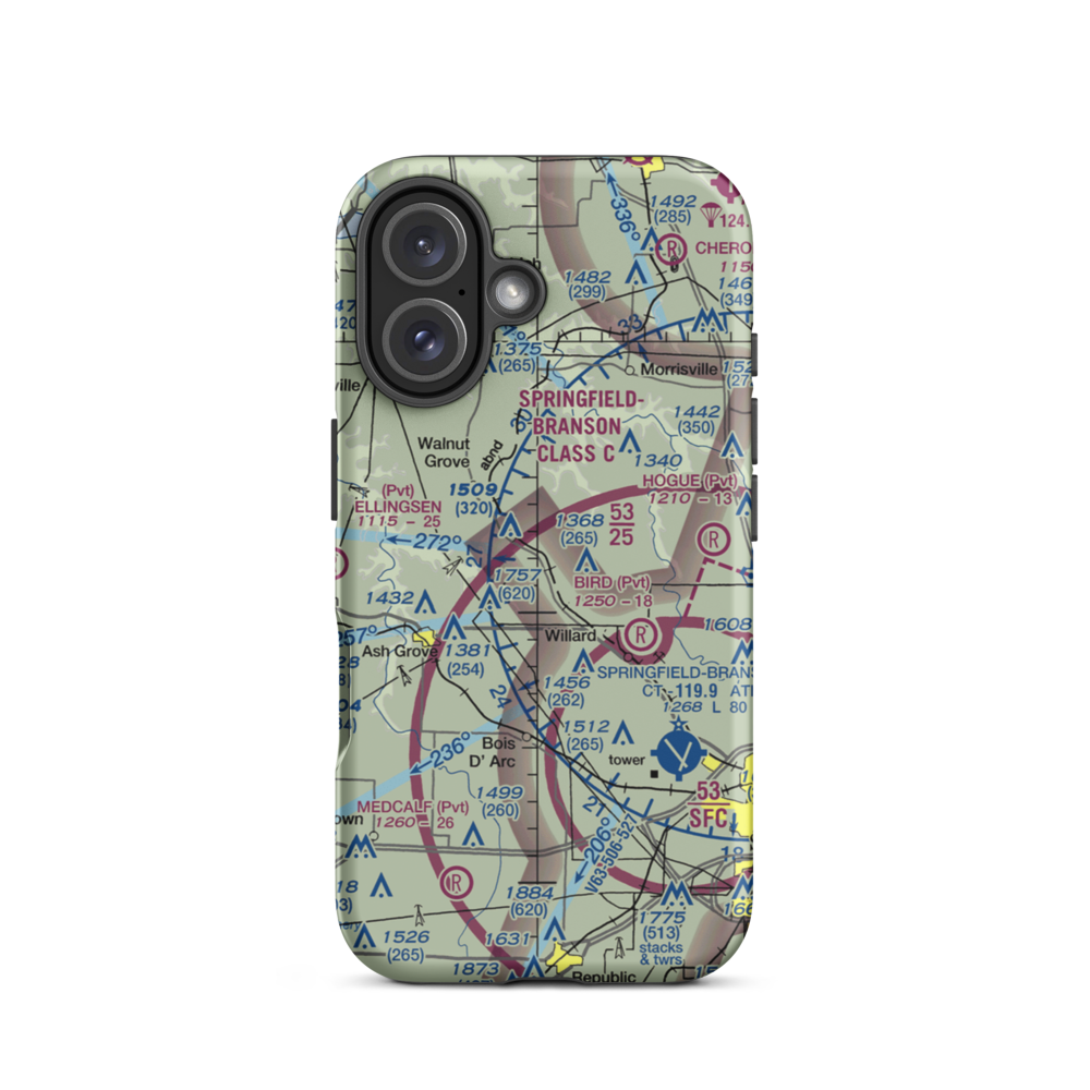 Textor Airport (41MO) VFR Sectional  Tough iPhone Case iPhone 16 model shown