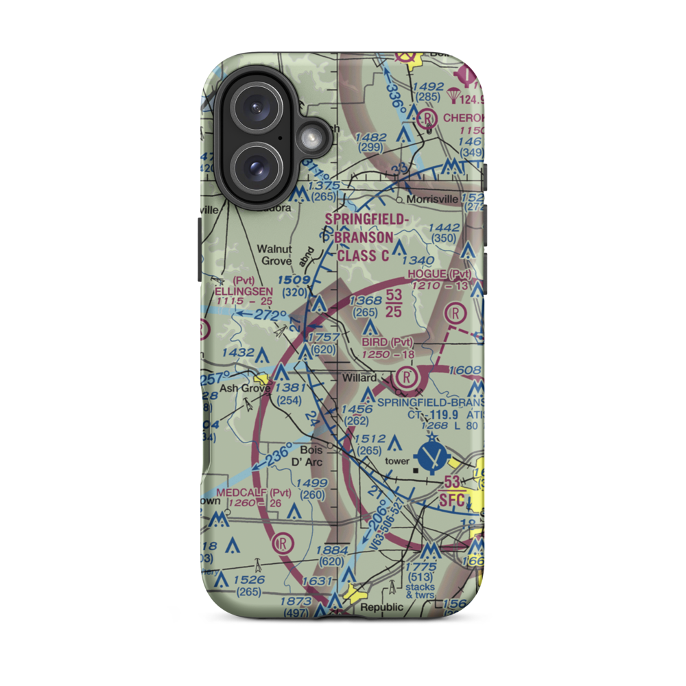 Textor Airport (41MO) VFR Sectional  Tough iPhone Case iPhone 16 Plus model shown