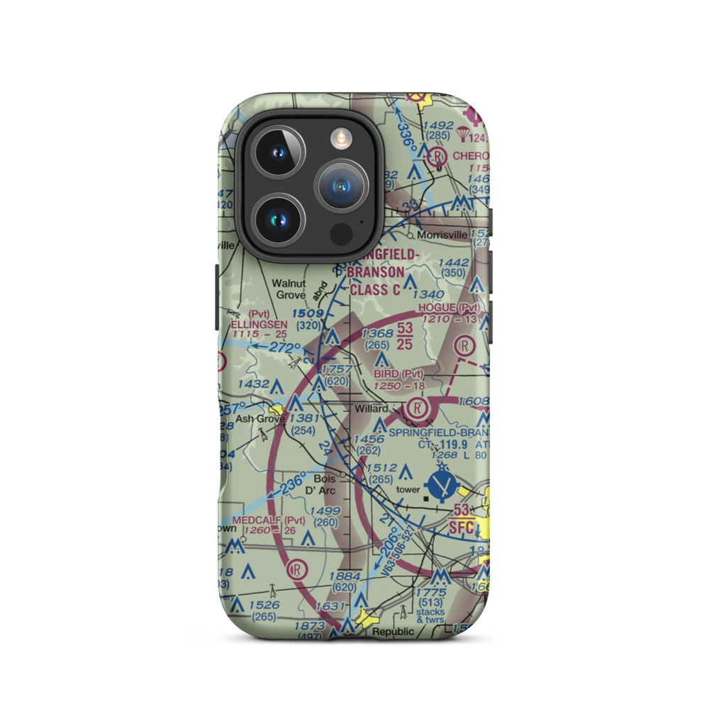 Textor Airport (41MO) VFR Sectional  Tough iPhone Case iPhone 16 Pro model shown