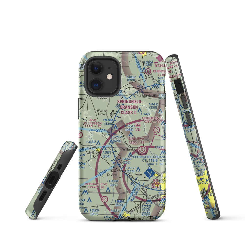 Textor Airport (41MO) VFR Sectional  Tough iPhone Case iPhone 12 mini model shown