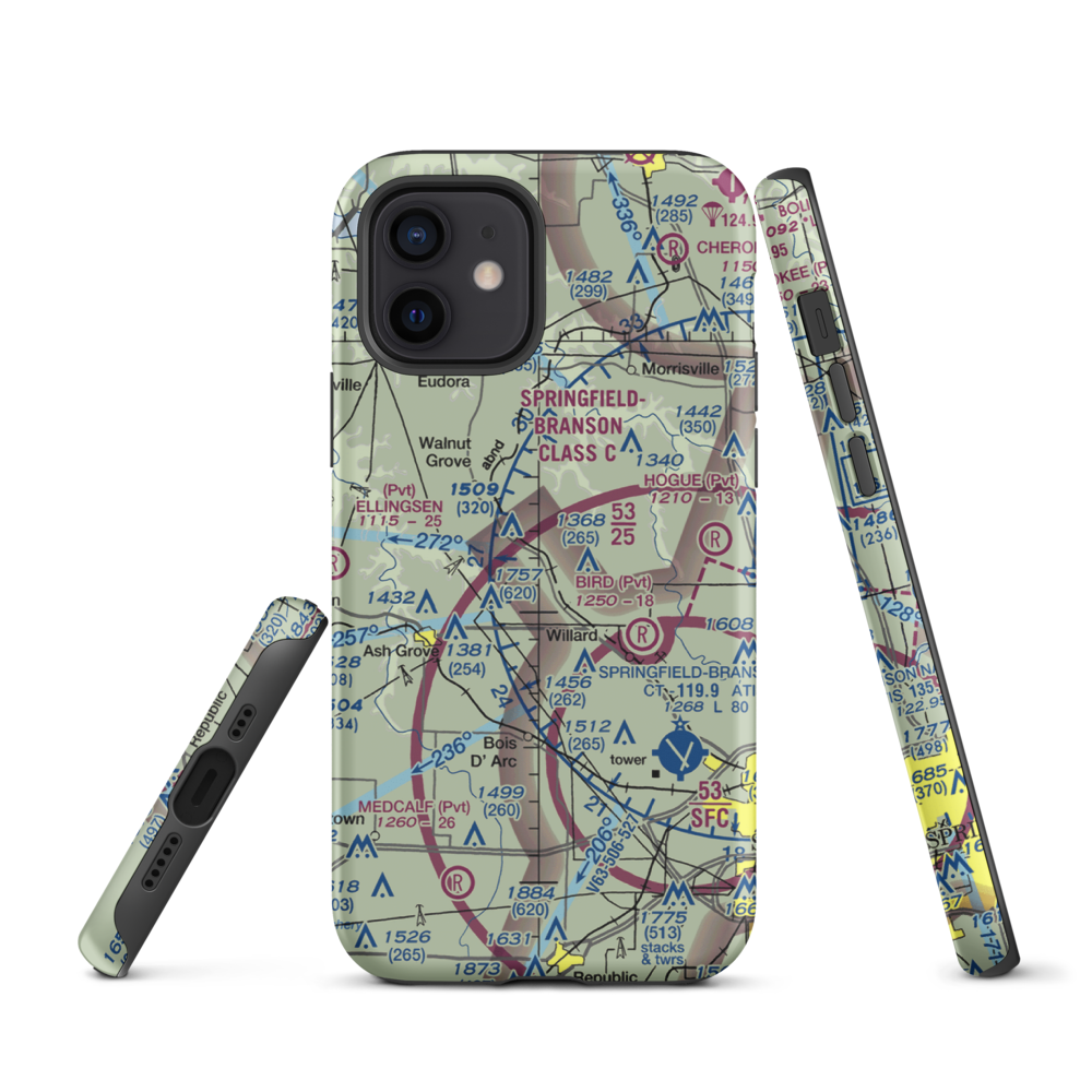 Textor Airport (41MO) VFR Sectional  Tough iPhone Case iPhone 12 model shown