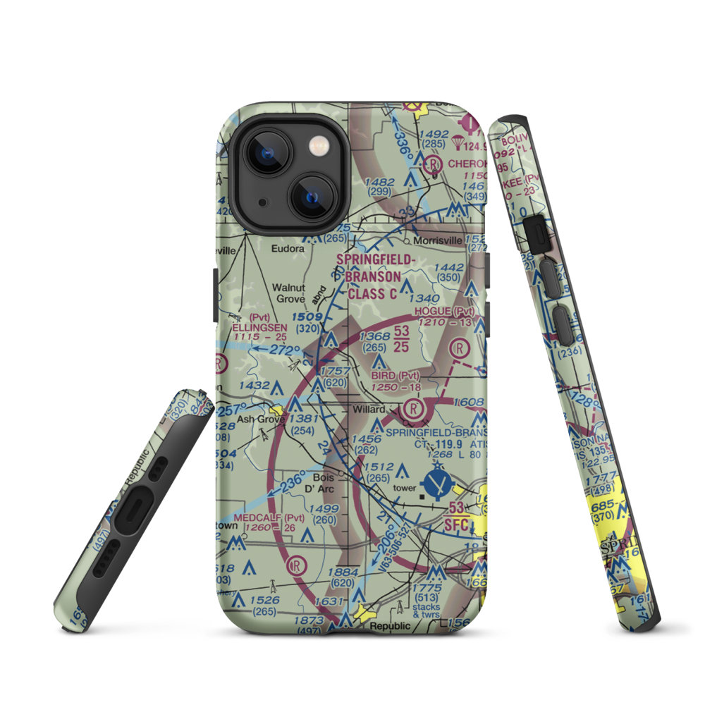 Textor Airport (41MO) VFR Sectional  Tough iPhone Case iPhone 13 model shown