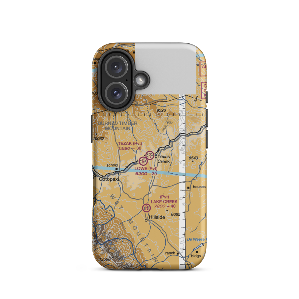 Tezak Airport (CO19) VFR Sectional  Tough iPhone Case iPhone 16 model shown