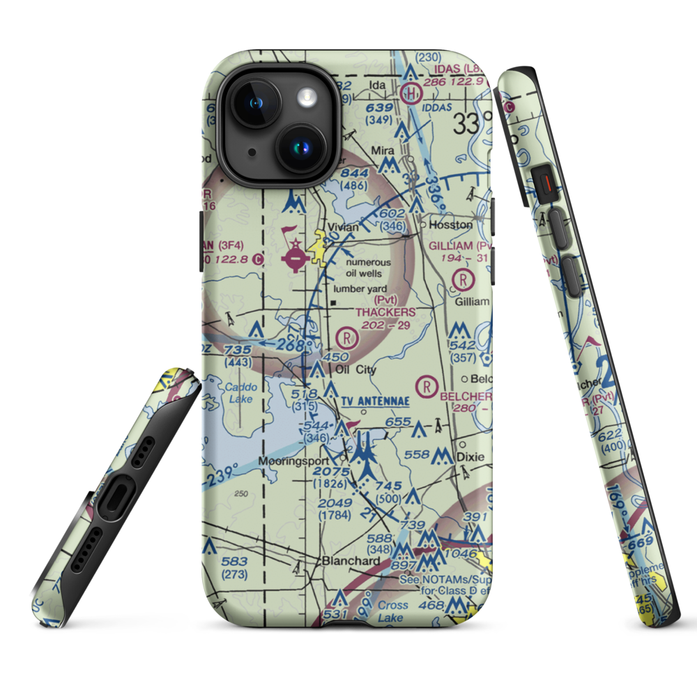 Thackers Airport (5F8) VFR Sectional  Tough iPhone Case iPhone 15 Plus model shown