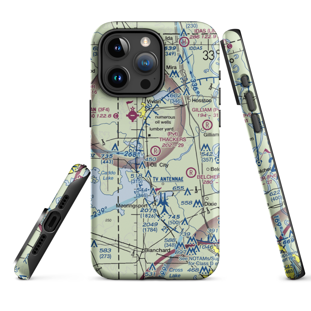 Thackers Airport (5F8) VFR Sectional  Tough iPhone Case iPhone 15 Pro Max model shown