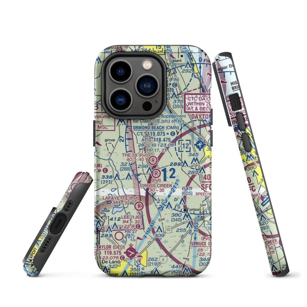 The 2A Ranch Airport (0FD0) VFR Sectional  Tough iPhone Case iPhone 14 Pro model shown