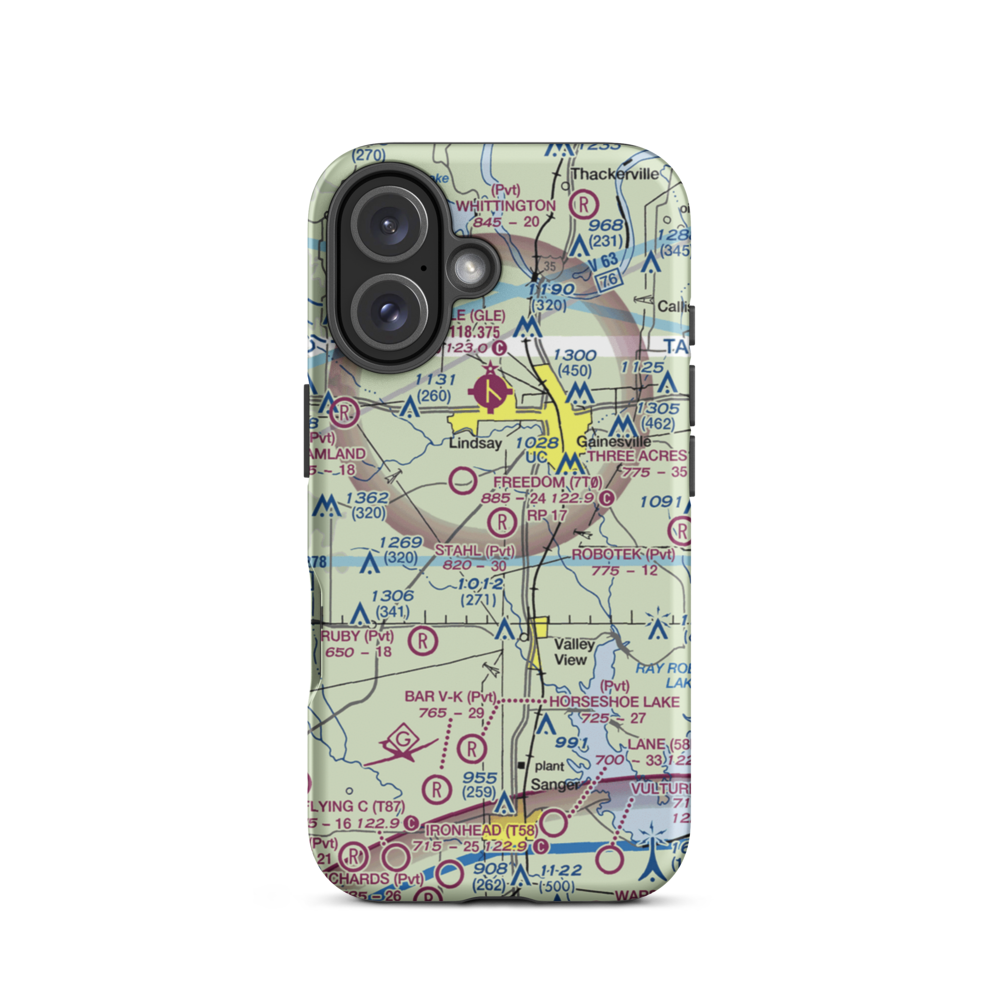 The 88 Airport (XS62) VFR Sectional  Tough iPhone Case iPhone 16 model shown
