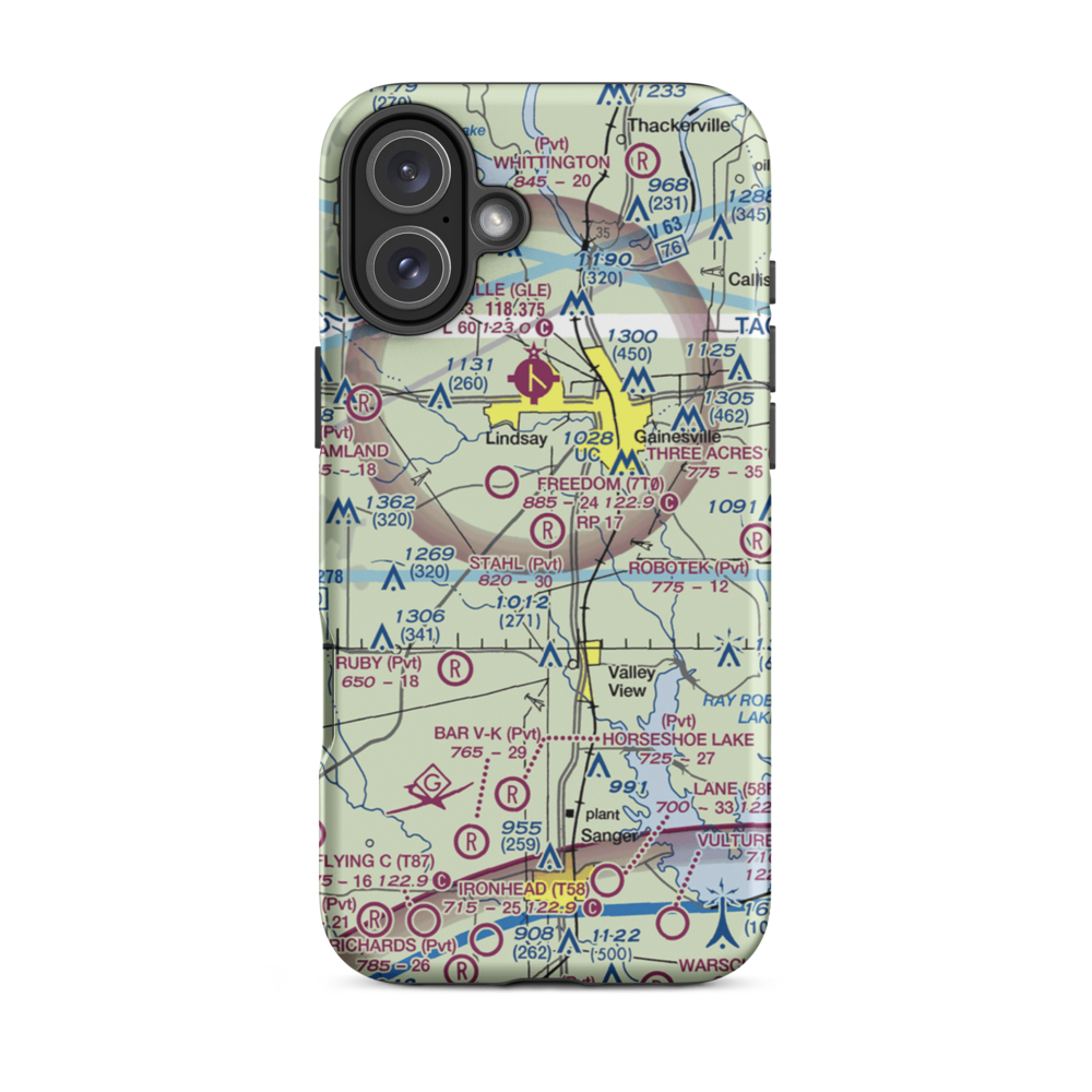 The 88 Airport (XS62) VFR Sectional  Tough iPhone Case iPhone 16 Plus model shown