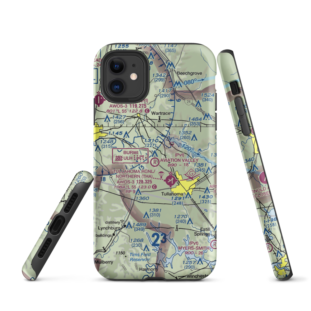 The Aviation Valley Airport (6TN4) VFR Sectional  Tough iPhone Case iPhone 11 model shown