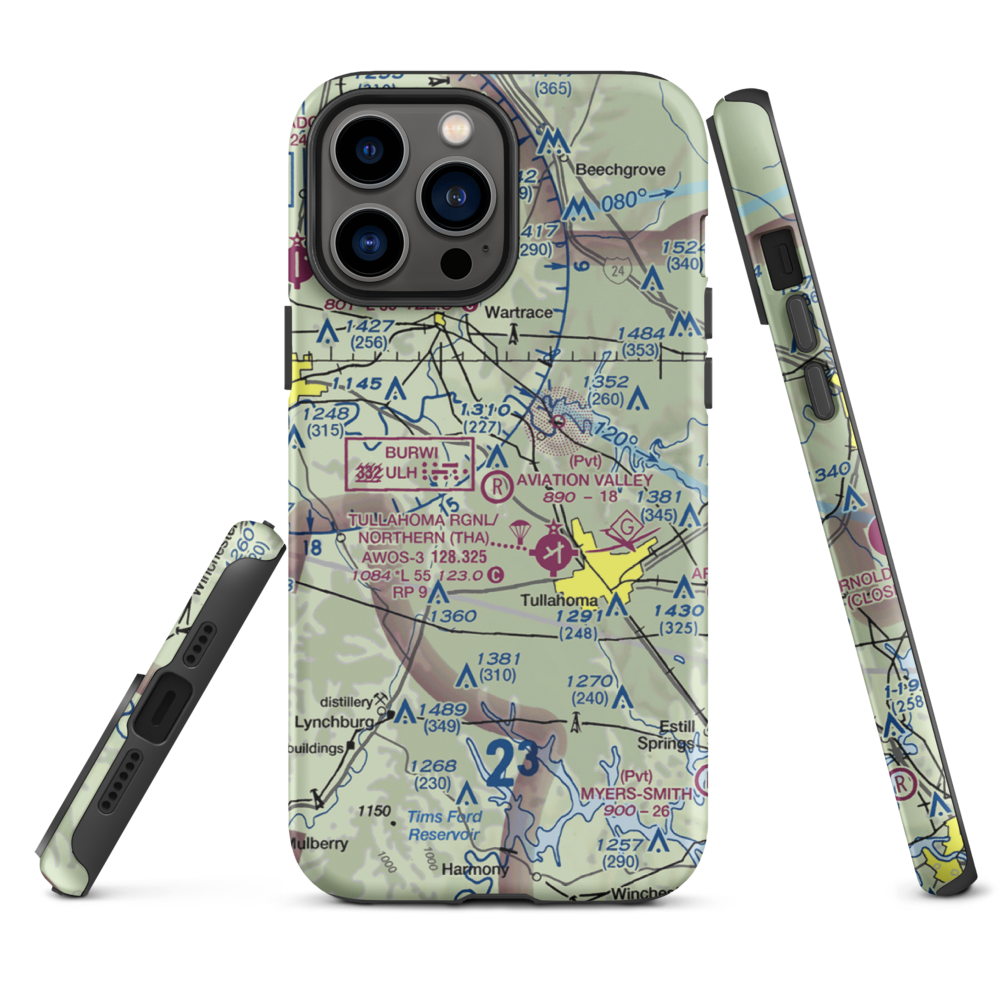 The Aviation Valley Airport (6TN4) VFR Sectional  Tough iPhone Case iPhone 13 Pro Max model shown