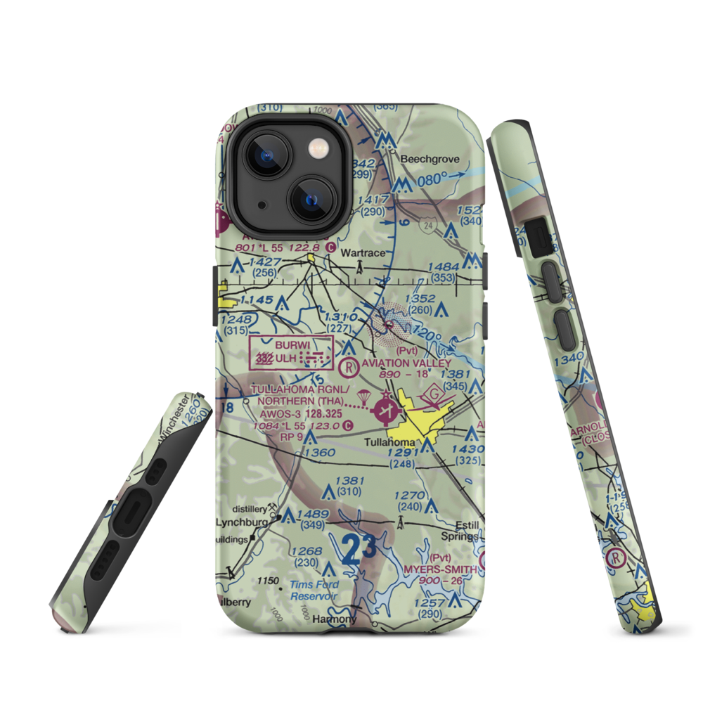 The Aviation Valley Airport (6TN4) VFR Sectional  Tough iPhone Case iPhone 14 model shown