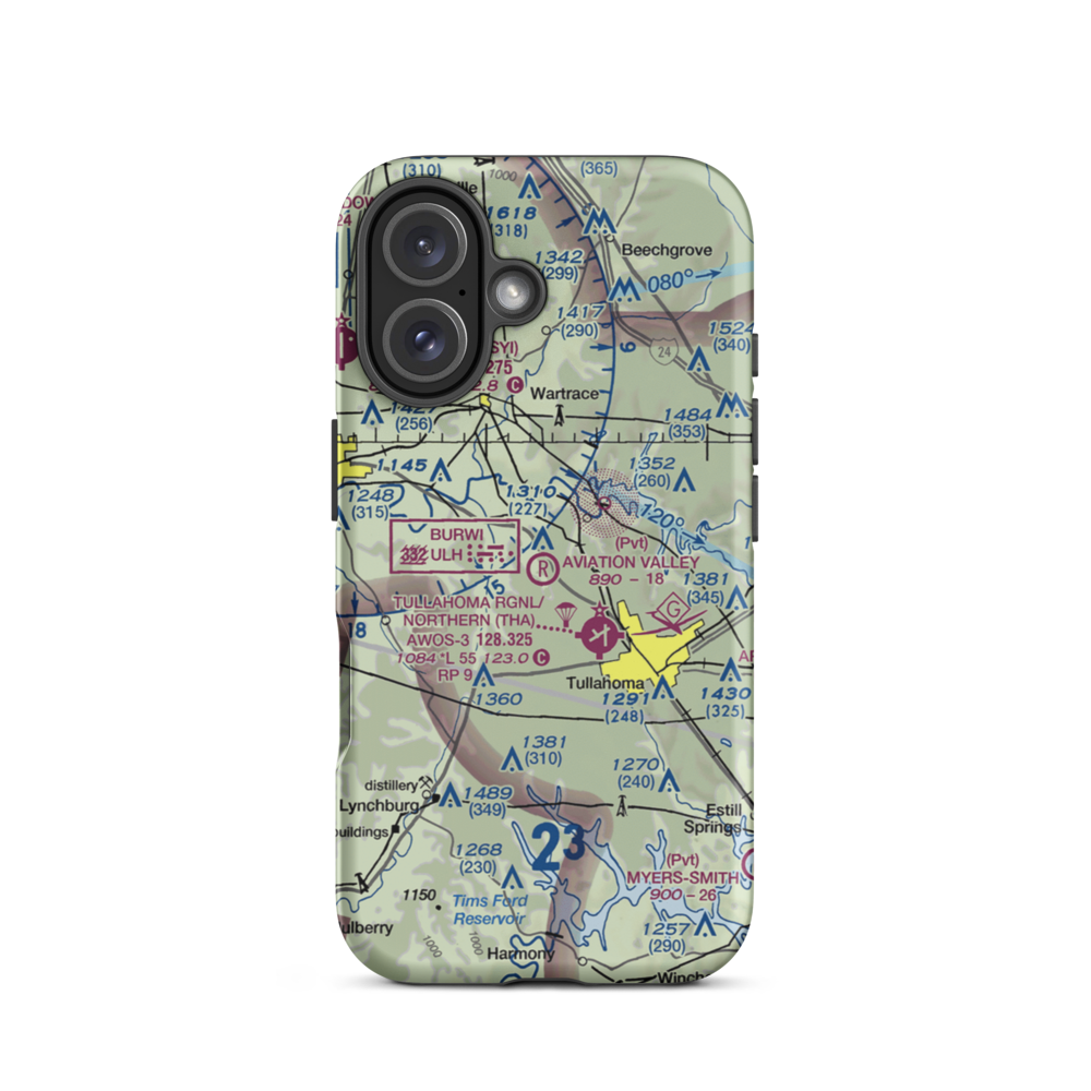 The Aviation Valley Airport (6TN4) VFR Sectional  Tough iPhone Case iPhone 16 model shown