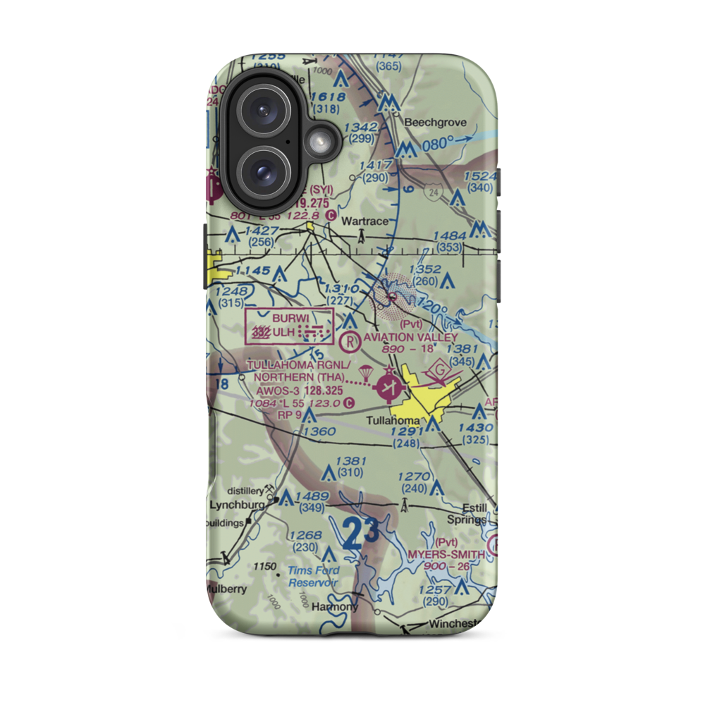 The Aviation Valley Airport (6TN4) VFR Sectional  Tough iPhone Case iPhone 16 Plus model shown