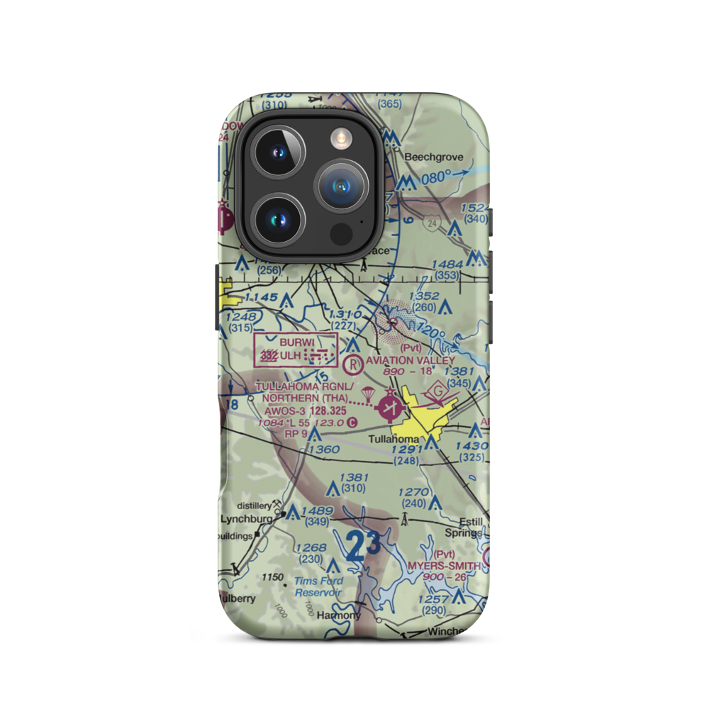 The Aviation Valley Airport (6TN4) VFR Sectional  Tough iPhone Case iPhone 16 Pro model shown