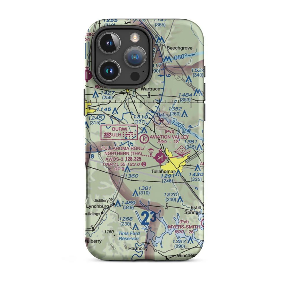 The Aviation Valley Airport (6TN4) VFR Sectional  Tough iPhone Case iPhone 16 Pro Max model shown