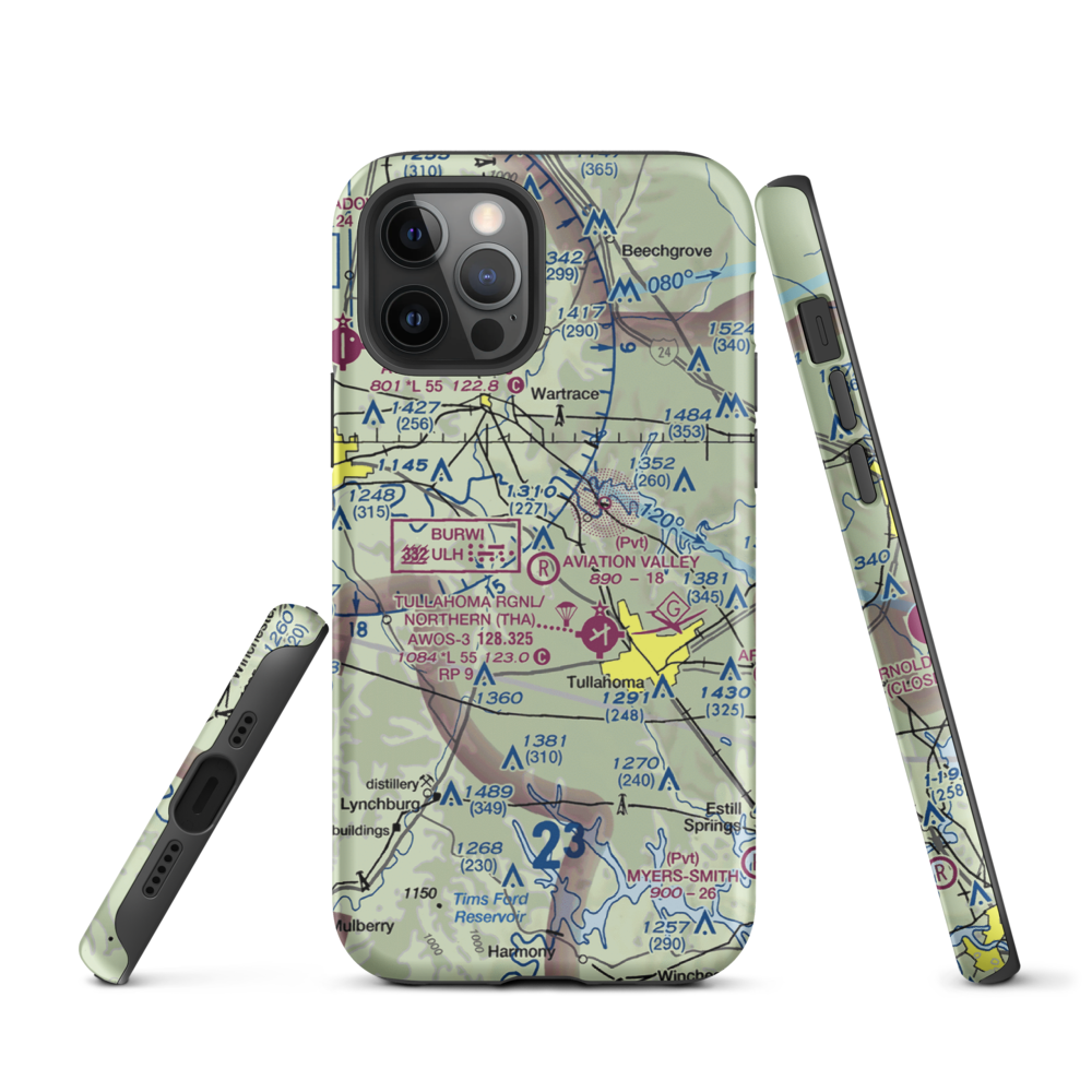 The Aviation Valley Airport (6TN4) VFR Sectional  Tough iPhone Case iPhone 12 Pro model shown
