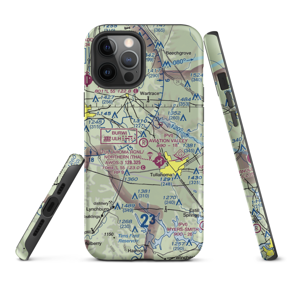 The Aviation Valley Airport (6TN4) VFR Sectional  Tough iPhone Case iPhone 12 Pro Max model shown